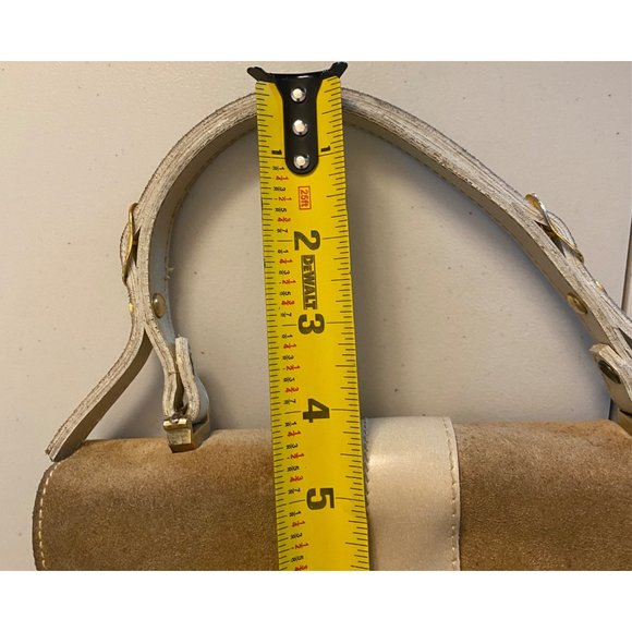 VTG Mini Top Handle Spanish Leather Bag Purse Tote Metal Hardware Made in Spain - Picture 14 of 16